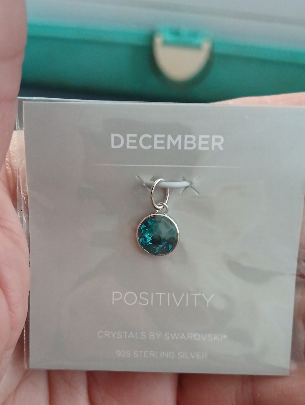 Origami Owl Teal December Birthstone Necklace Charm
